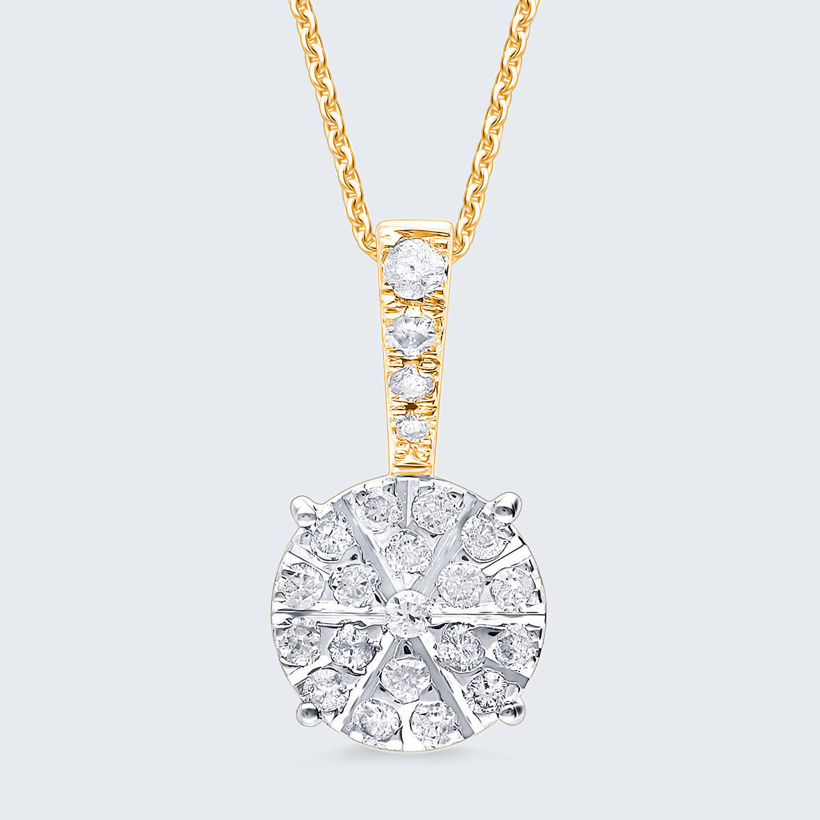 ピザカットデザイン ダイヤモンドペンダントヘッド – K18YG / PG、0.17