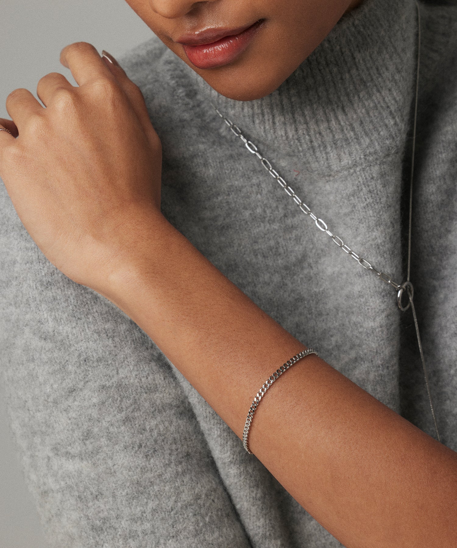 シルバー]チェーンブレスレット/2.5mm