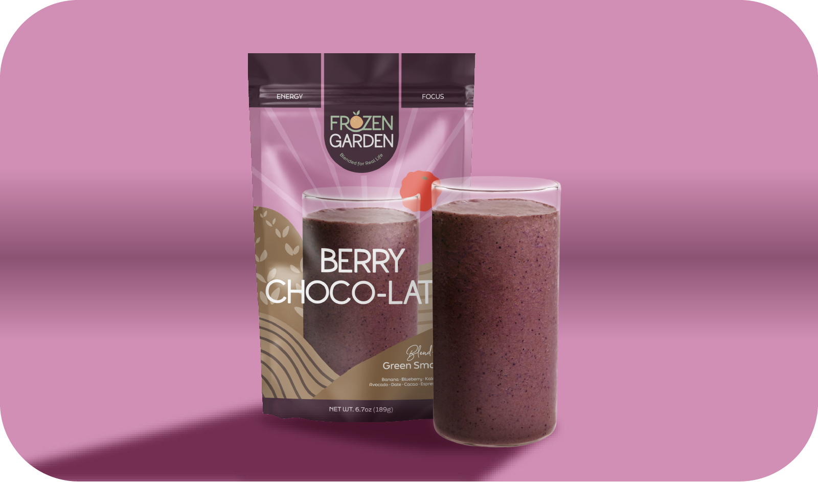 Berry Choco-Latte Green Smoothie | Coffee Berry Blend | Frozen Garden