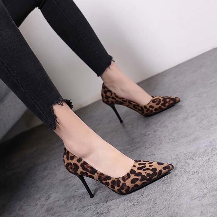 ヒョウ柄 レオパード パンプス ピンヒール 22cm-25cm ヒール6cm ヒール