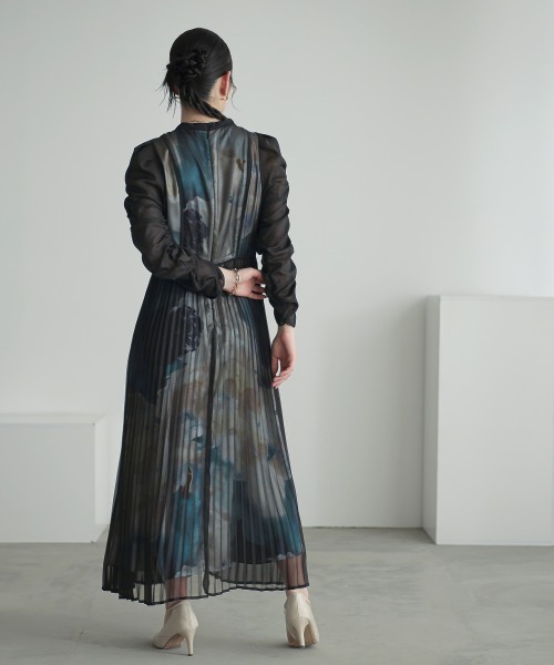 セール】【niaulabTV紹介商品】〔Callarus〕プリント重ねシフォン