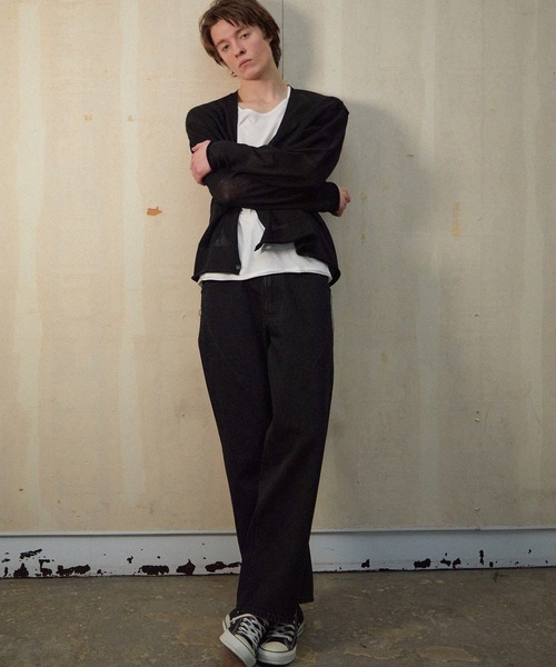 SEE THROUGH STRIPED SUMMER KNIT CARDIGAN / シースルー シャドウ