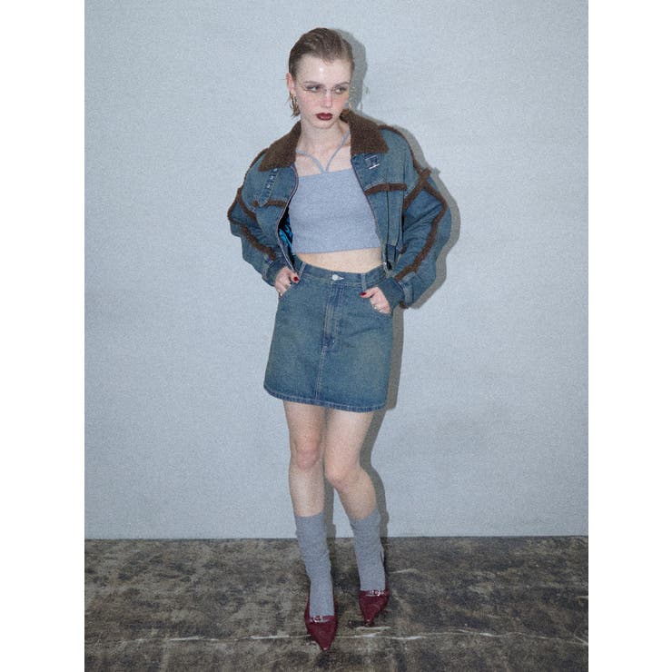 期間限定！SET FAIR】デニムボアブルゾン×デニムボアミニスカート[品番
