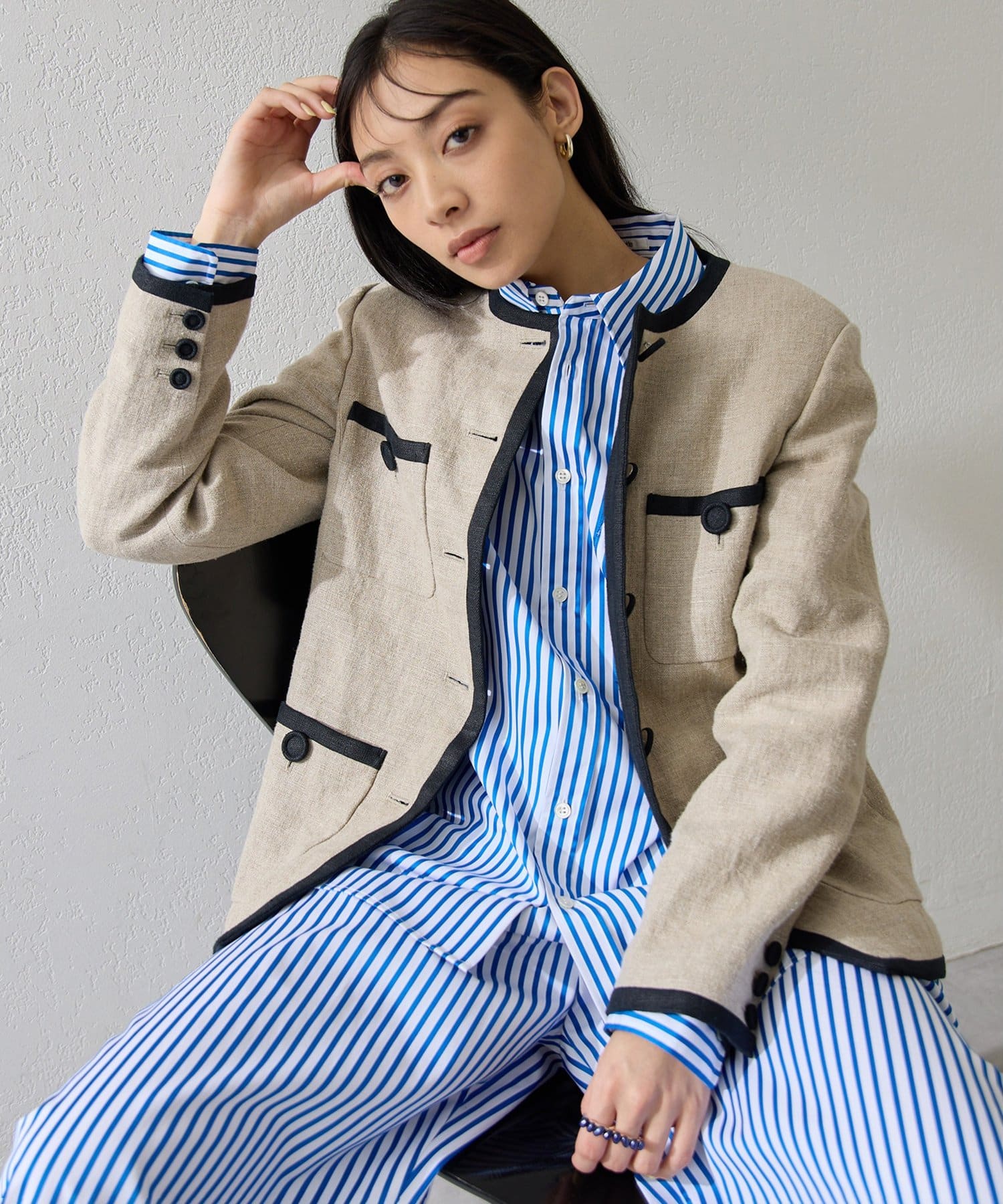 リネンパイピングジャケット | Whim Gazette(ウィム ガゼット