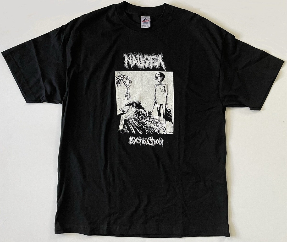 Vintage Nausea Band Tee Extinction Shirt XL Crust Punk NYC VTG Y2K