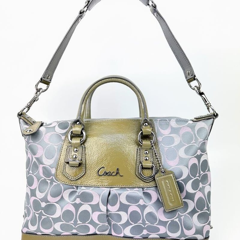 コーチ 2wayハンドバッグ シグネチャー キャンバスレザー カーキー