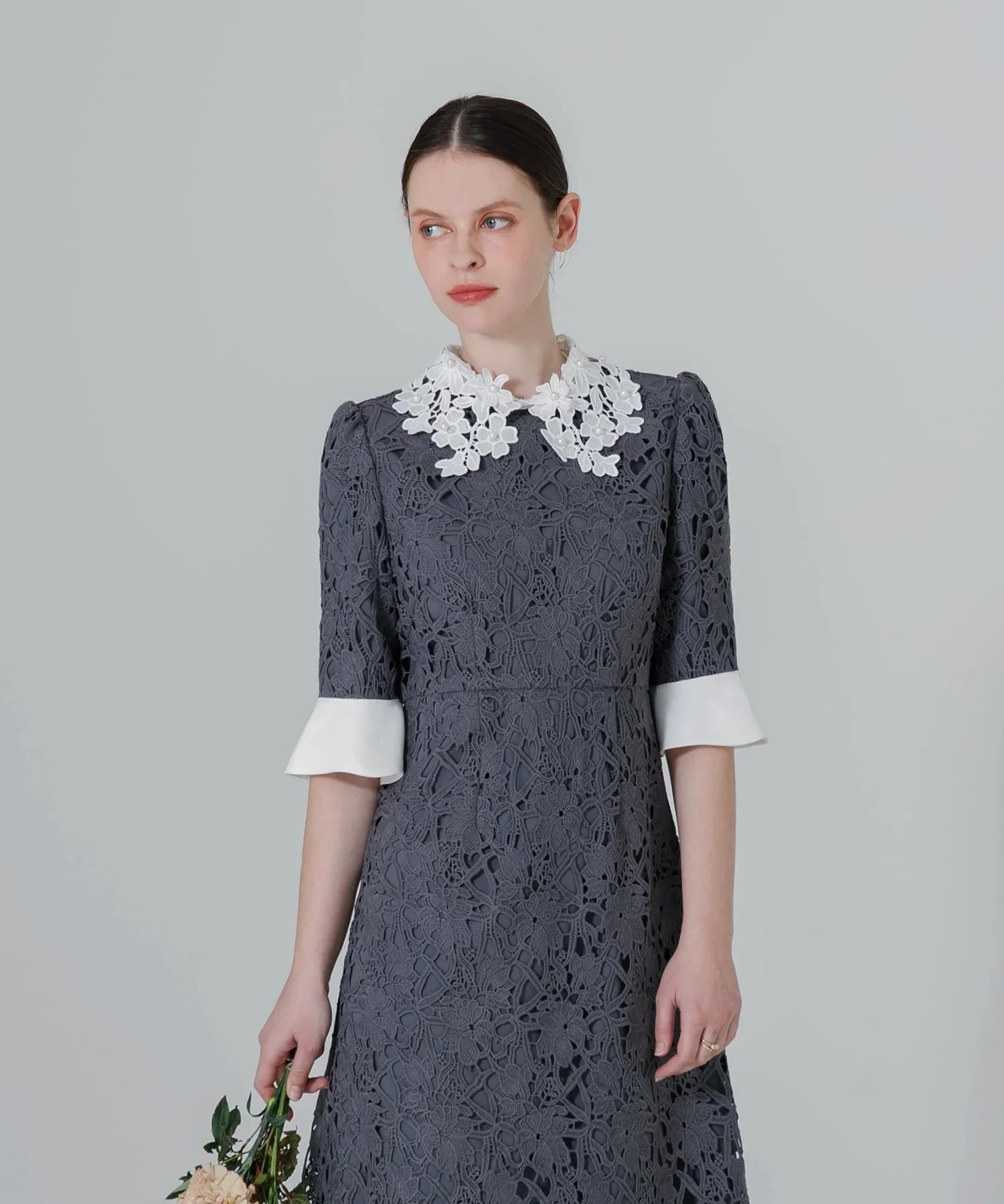 当日発送】花柄レースカラースパンコールAラインドレス/パーティー