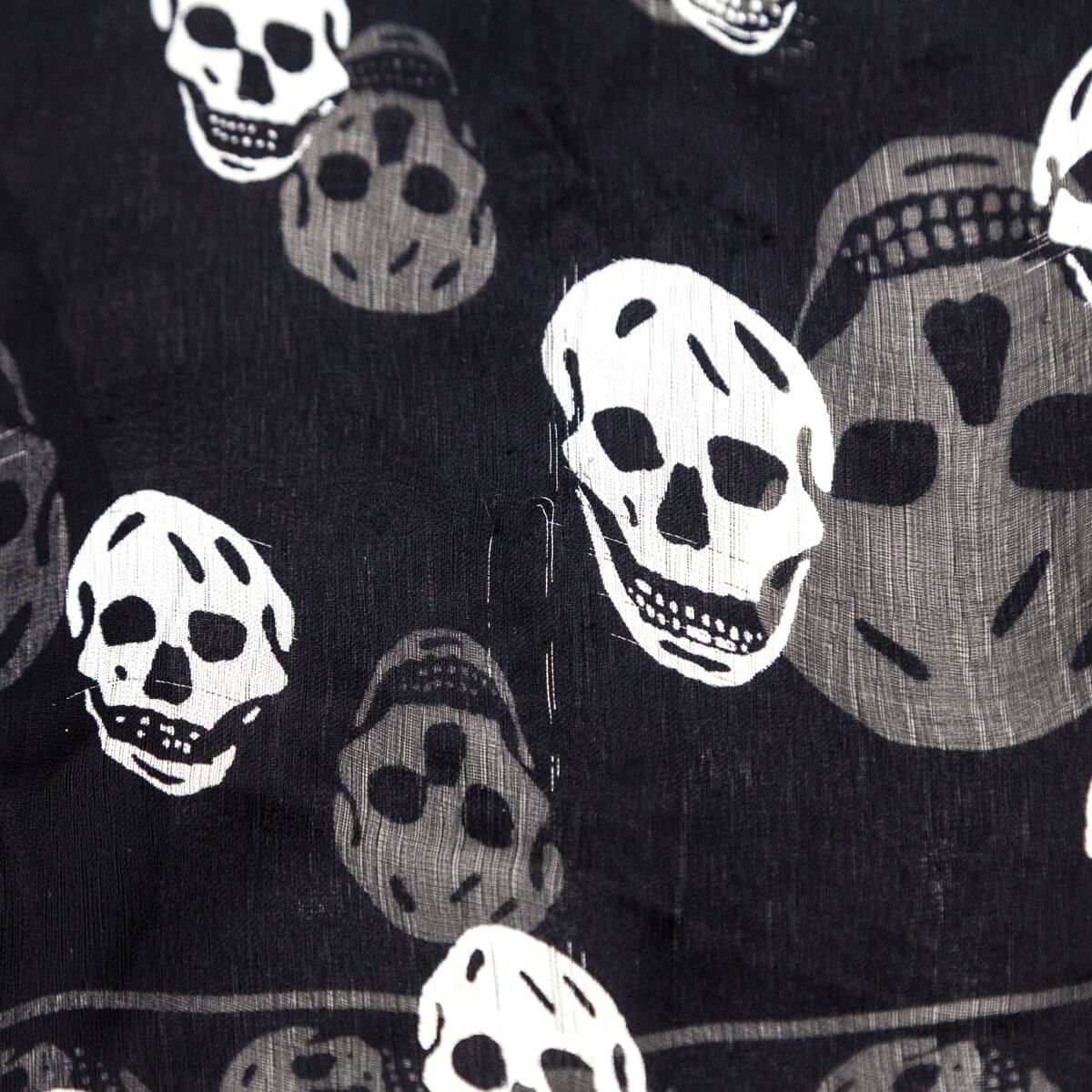 Alexander McQueen Black & White Silk Skull Scarf - Preloved Canada