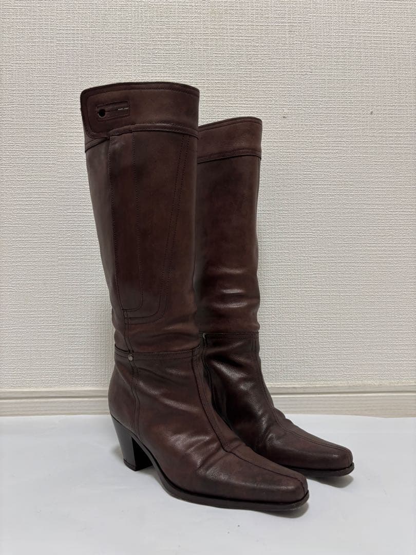 miumiu ミュウミュウ/ブラウン/レザー/ロングブーツ/22.5cm/ ブラウン（茶色）系 MiuMiu(ミュウミュウ) ロングブーツ(レディース