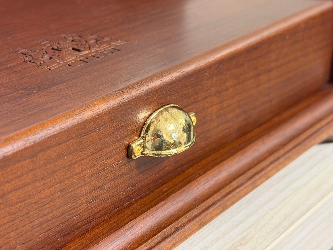 マホガニー製 デスクオーガナイザー 未使用 木製 印鑑 メモ ペン立て