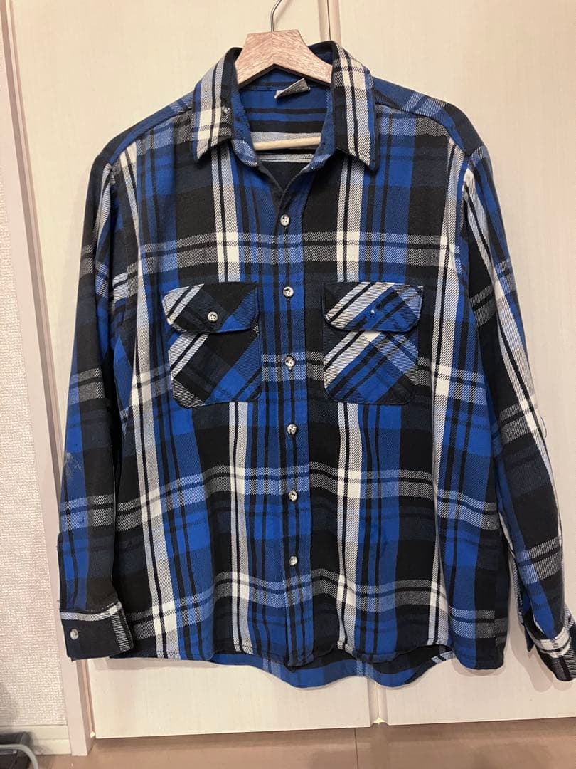 five brother ネルシャツ 青黒 チェック Lサイズ FIVEBROTHER（ファイブブラザー） ネルシャツ ヘビーフランネル 長袖