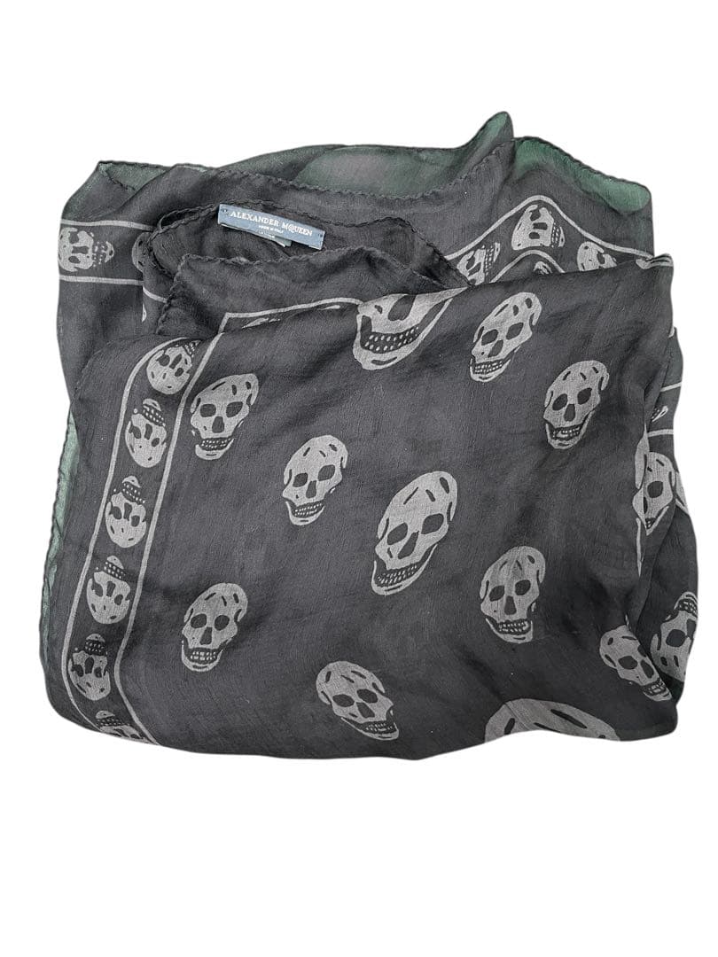 Alexander McQueen スカル 大判ストール ブラック IMG_3340.jpg