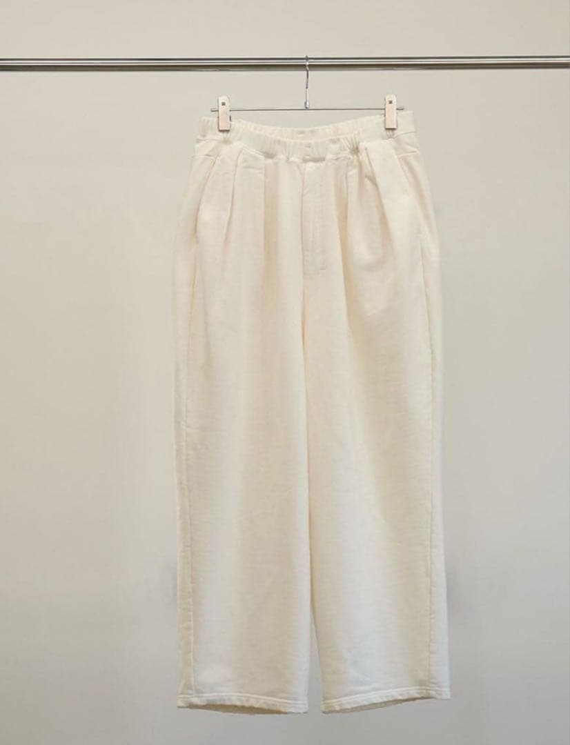 本日まで出品ancellm tuck sweat pants ホワイト　サイズ1 ANCELLM | アンセルム TUCK SWEAT PANTS(WHITE) / タックスウェット