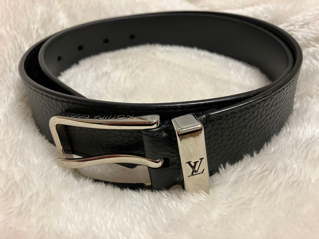 LOUIS VUITTON M6065 サンチュール M6065 ベルト サンチュール ポンヌフ 35MM LVロゴ トリヨン レザー 黒