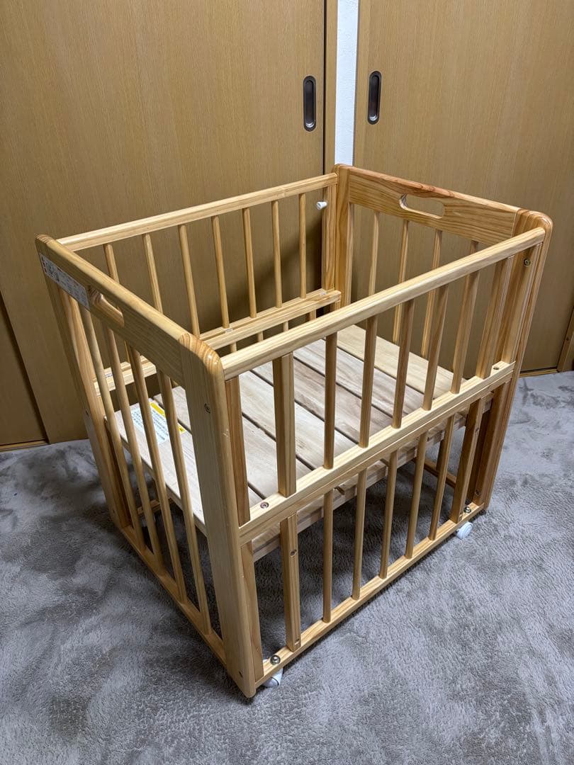 KATOJI ミニミニベビーベッドⅡ キャスター付き　ナチュラル KATOJI ハイシートミニベッド ナチュラル 02022 [ベビーベッド (新生児