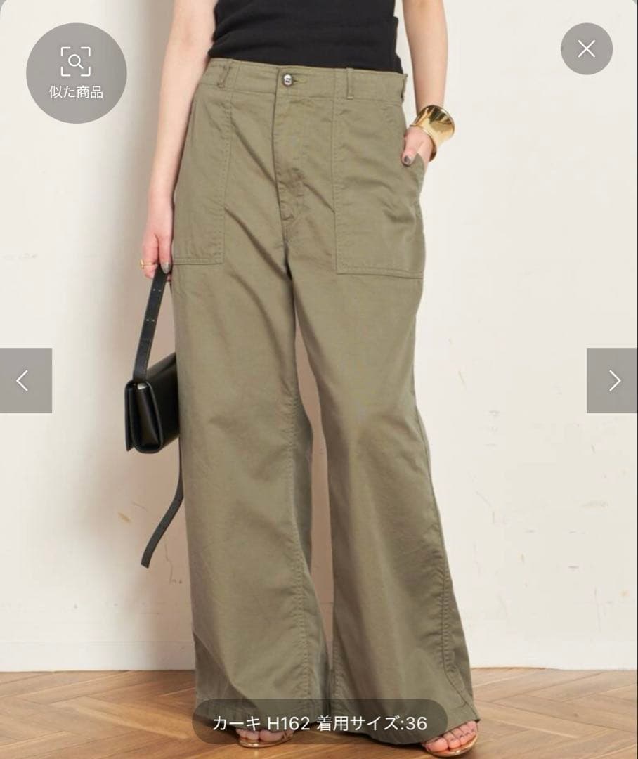 新品AP STUDIO ミリタリーワイドパンツ　カーキ Alpha Industries（アルファ・インダストリーズ） ALPHA アルファ