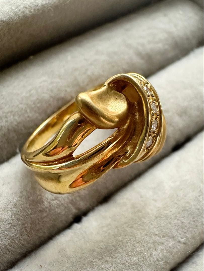 【早い者勝ち】K18ゴールド ウェーブデザインリング 楽天市場】K18 ダイヤモンド 三連 ウェーブ リング 18金 18k ゴールド