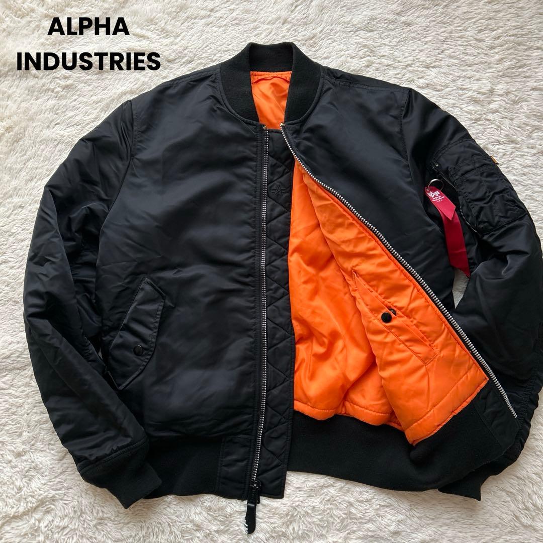 美品アルファインダストリーズ MA-1 フライトジャケット ブラック 黒 L アルファ インダストリーズ ALPHA INDUSTRIES MA-1 フライトジャケット
