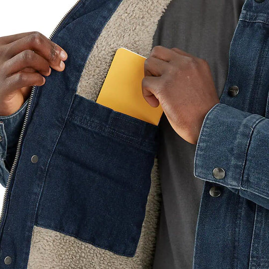 Carhartt Mens Denim Sherpa-Lined Work Jacket Beech